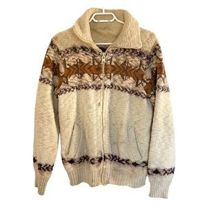 1970s men’s wool zip-up cardigan sweater